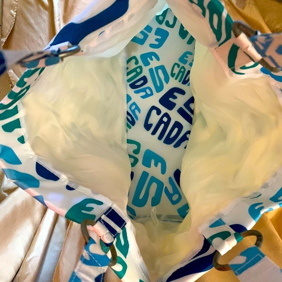 Escada Blue and White Logo Beach Tote - Picture 3 of 7